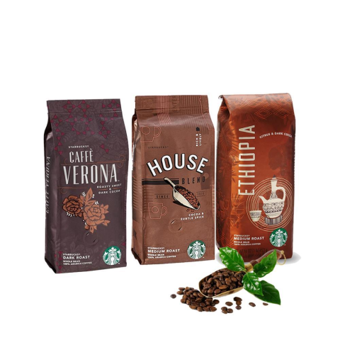Düvenci Toptan Starbucks House Blend, Ethiopia ve Verona Çekirdek Kahve 250 Gram 3 Adet