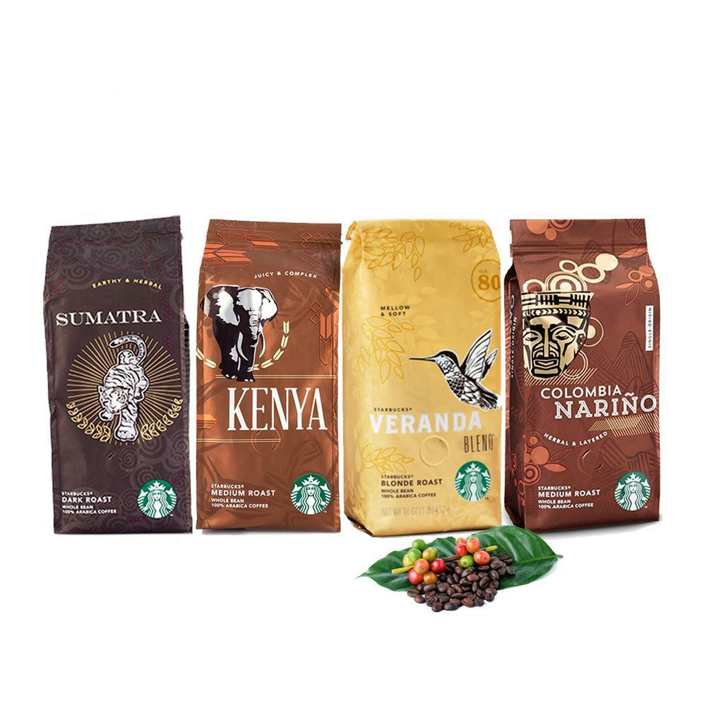 Düvenci Toptan Starbucks Kenya, Colombia, Sumatra ve Veranda Çekirdek Kahve 250 Gram 4 ' lü Set