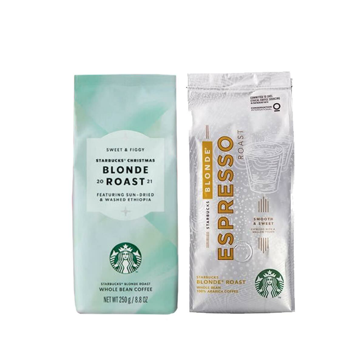 Starbucks Blonde Espresso Roast ve Christmas Blonde Ethiopia Çekirdek Kahve 500 Gram