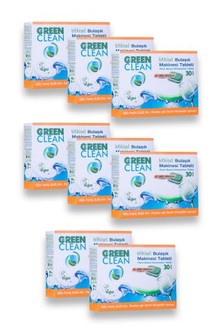 Green Clean 30'lu Bitkisel Bulaşık Makinesi Tableti x 8 Adet