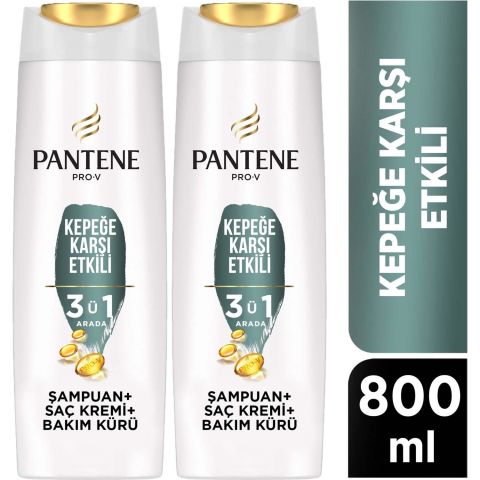 Pantene Pantene Pro-V Kepeğe Karşı Etkili 3' ü Birarada Şampuan 400 ML x 2