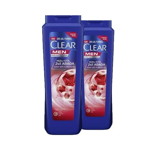 Clear Kepeğe Karşı Etkili Hızlı Stil 2'si 1 Arada Şampuan 485 ml x 2