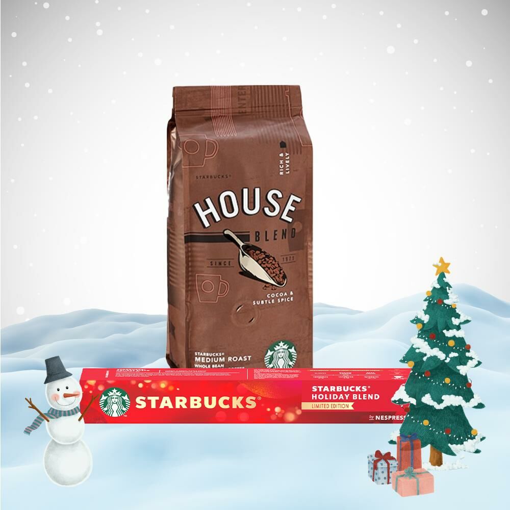 Starbucks Yılbaşı Paketi Holiday Blend Medium Roast (Kapsül Kahve) ve House Blend Çekirdek Kahve