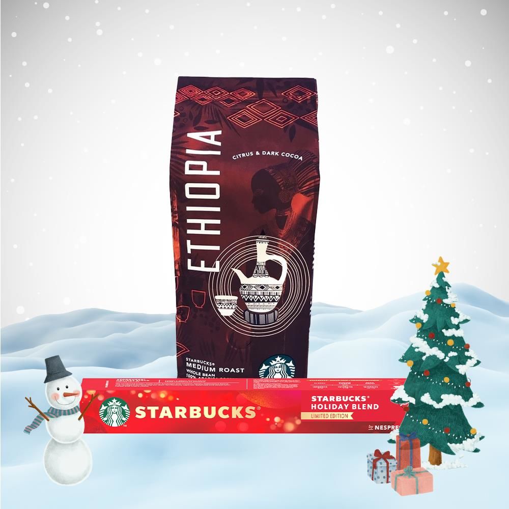 Starbucks Yılbaşı Paketi Holiday Blend Medium Roast (Kapsül Kahve) ve Ethiopia Arabica Çekirdek Kahve