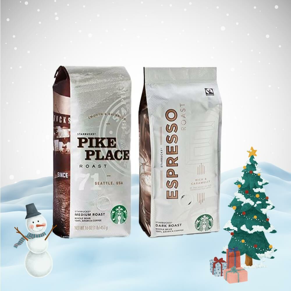 Starbucks Yılbaşı Paketi Çekirdek Kahve Pike Place Roast ve Espresso Dark Roast 250 gr