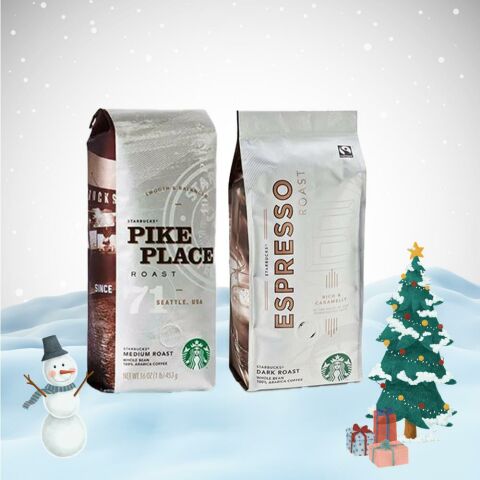 Starbucks Yılbaşı Paketi Çekirdek Kahve Pike Place Roast ve Espresso Dark Roast 250 gr