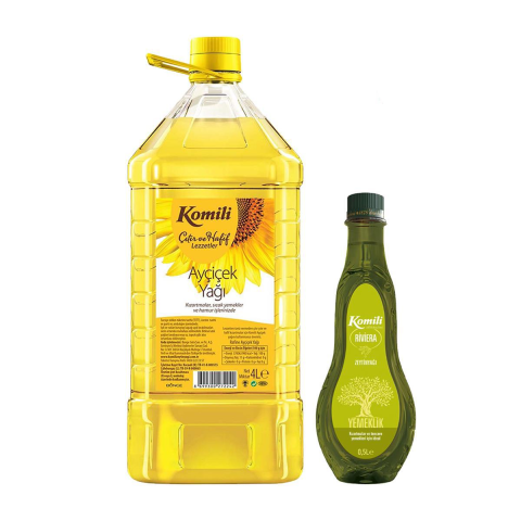 Komili Ayçiçek Yağı Pet 4 lt (500 ML Riviera Hediyeli)