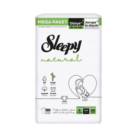 Sleepy Natural Bebek Bezi Mega XL 6 (15-25kg) 88 Adet