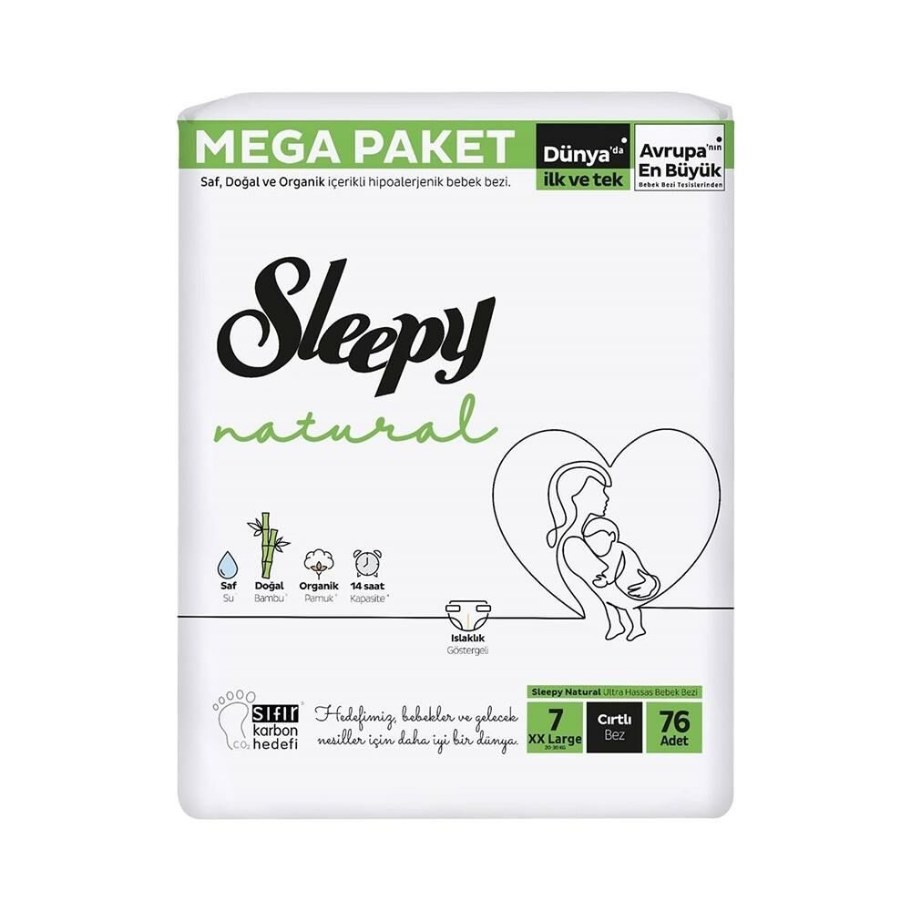 Sleepy Natural Bebek Bezi Mega XXL 7 (20-30kg) 76 Adet