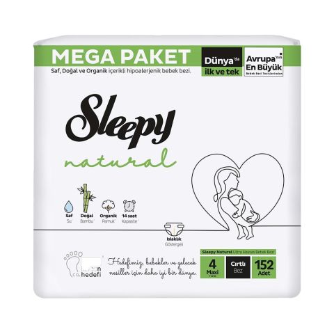 Sleepy Natural Bebek Bezi Mega Maxi 4 (7-14kg) 152 Adet