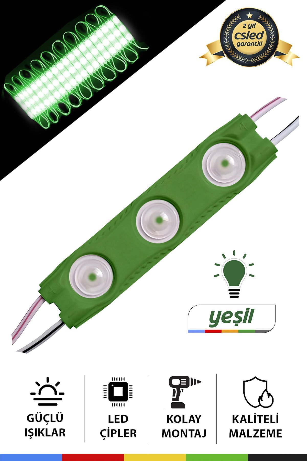 DC12V 1.2W Yeşil LED Modül Su Geçirmez Yapışkanlı Reklam Tabelası Dekoratif Işık