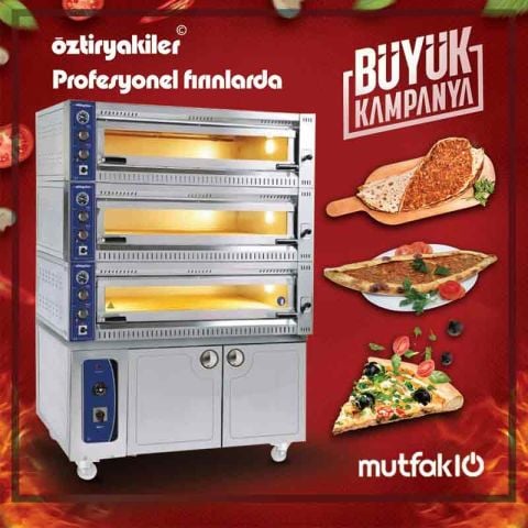 Öztiryakiler PROFI 10570 TE-3 Pide Pizza Lahmacun Fırını, 3 Katlı, Mayalama Kabinli