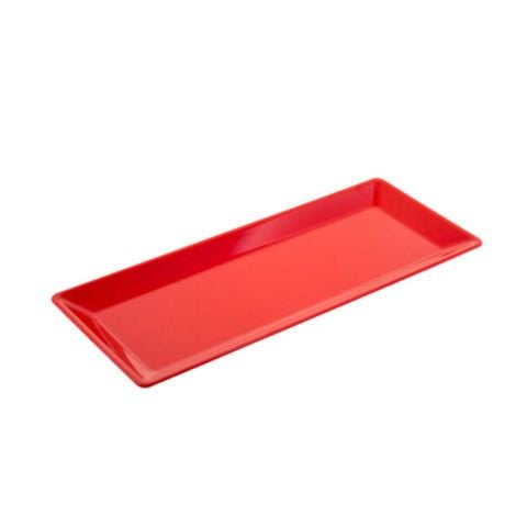 Rubikap Polikarbon Dikdörtgen Servis Tabağı, 14x34 cm Kırmızı