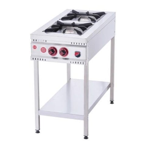 SilverInox Taban Raflı 2 Gözlü Midi Ocak, 45x97x85 cm, LPG'li