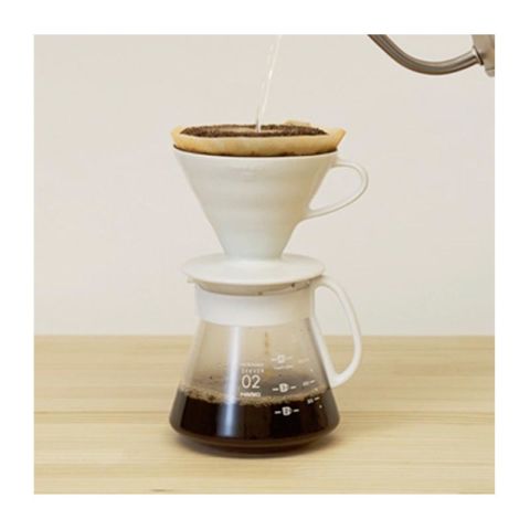 Hario V60 02 Seramik Kahve Demleme Seti, Beyaz