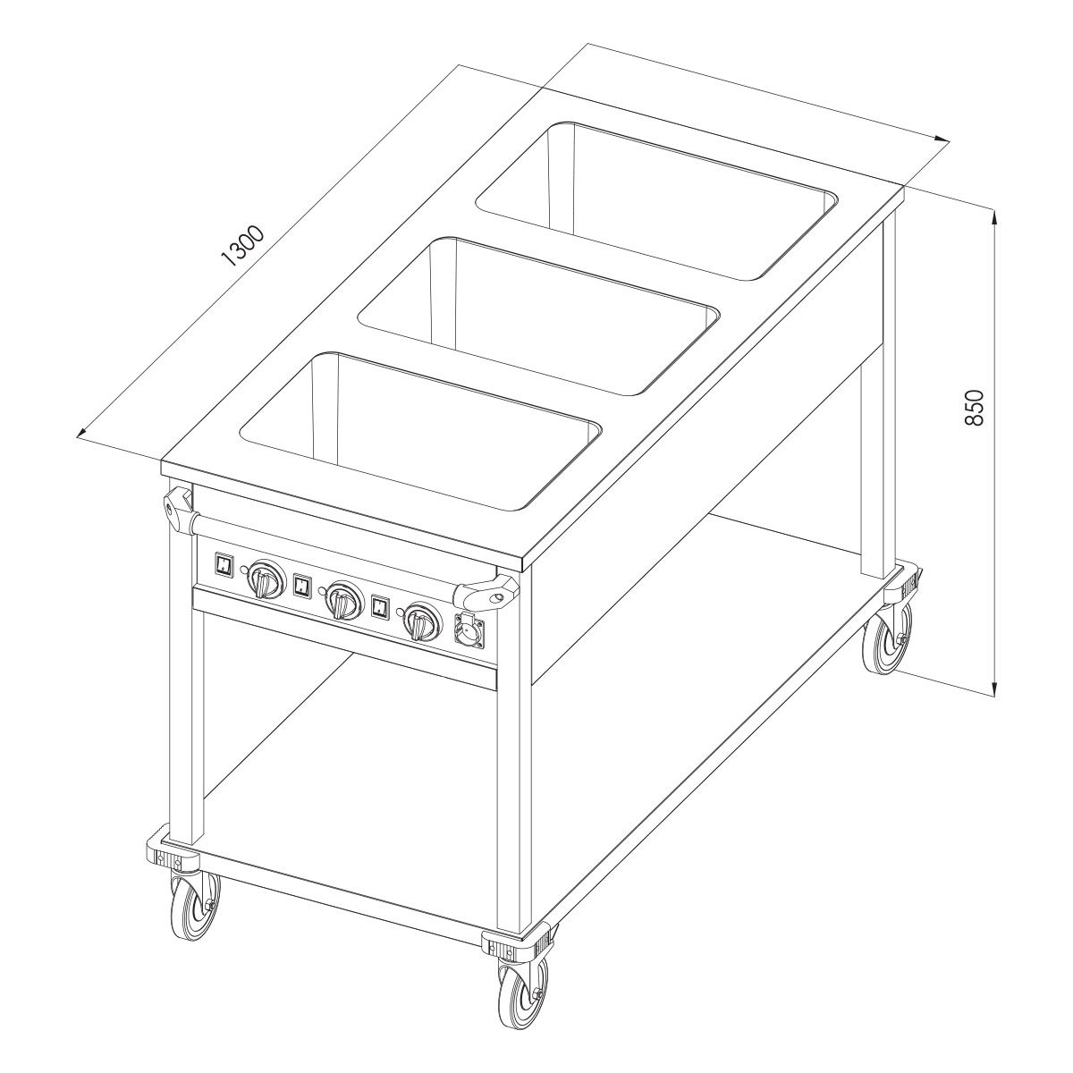 Öztiryakiler Hareketli Bain Marie Taban Raflı Elektirikli 4*GN1/1-150