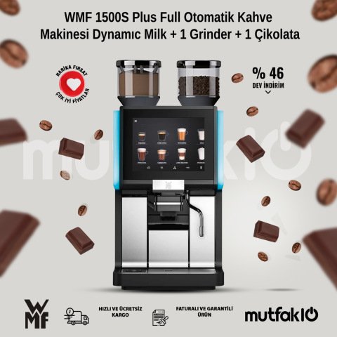 WMF 1500S Plus Full Otomatik Kahve Makinesi Dynamıc Milk + 1 Grinder + 1 Çikolata