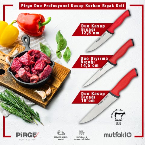 Pirge Duo Profesyonel Kasap Kurban Bıçak Seti - 35135