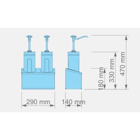 Kalando KD-006 Basmalı Sos Pompası Cam Silindir Hazneli İkili Stant 2x2.25 L