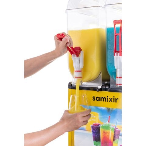 Samixir SLUSH24 Allure Twin Ice Slush Granita Meyve Suyu Dispenseri, 12+12 L, Sarı