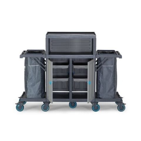 Fantom Procart 441 Floor Trolley with Cabinet, 2 Garbage Compartments