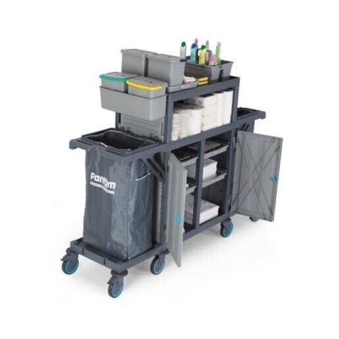 Fantom Procart 441 Floor Trolley with Cabinet, 2 Garbage Compartments