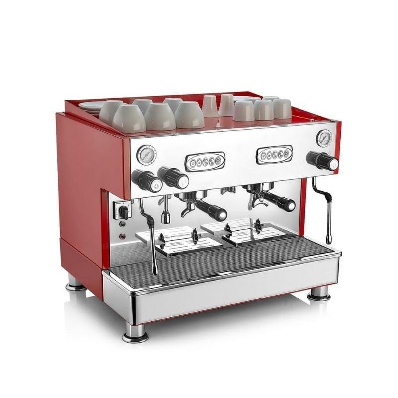 Brawi Tall Cup EL Tam Otomatik Espresso Kahve Makinesi, Kırmızı, 2 Grup