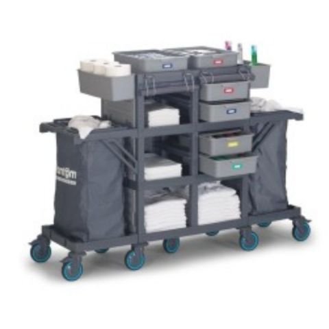 Fantom Procart 435 Canvas Floor Trolley with Drawer, 2 Garbage Compartments