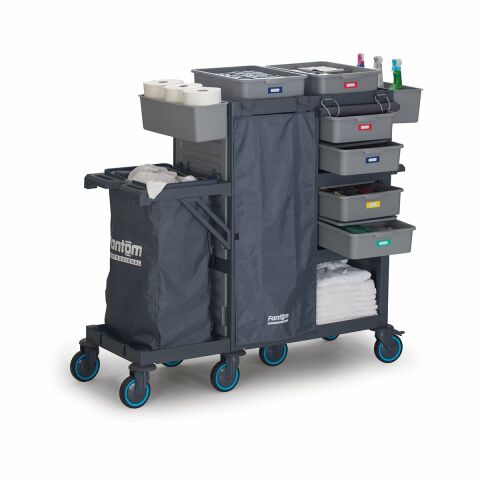 Fantom Procart 434 Canvas Floor Trolley with Drawer, Garbage Compartment