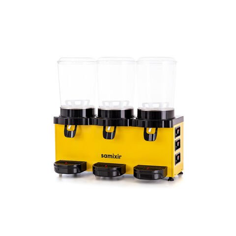 Samixir MMM30 Panaromik Triple Soğuk İçecek Dispenseri, 10 L+10 L+10 L, Sarı