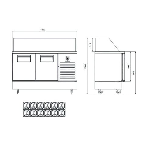 İceinox FTS 330 CR 2 Kapılı Hazırlık Buzdolabı 430 K 12 Adet 1/6 -150 GN Kapasiteli