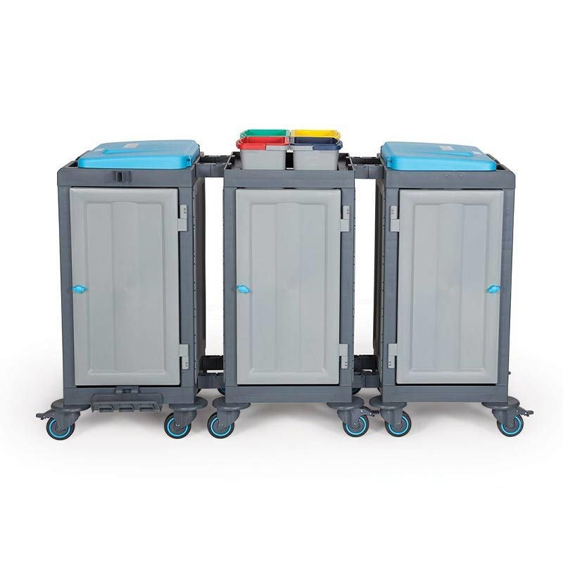 Fantom Procart 3352SP Cleaning Trolley with 3 Cupboards, Trash Compartment