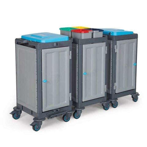 Fantom Procart 3352SP Cleaning Trolley with 3 Cupboards, Trash Compartment