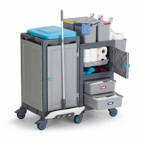 Fantom Procart 361 Cleaning Trolley with Drawer Cleaning Bucket, Garbage Compartment