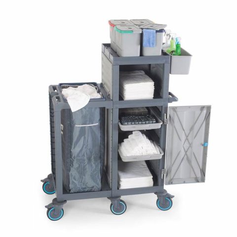 Fantom Procart 410 Floor Trolley with Cabinet, Garbage Compartment