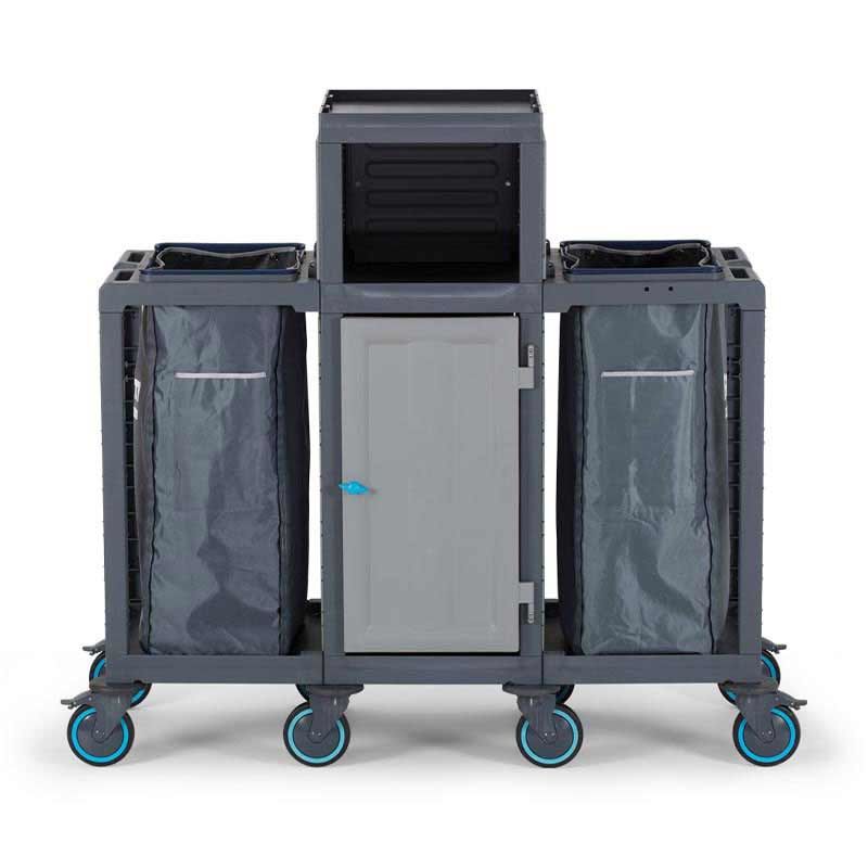 Fantom Procart 411 Floor Trolley with Cabinet, 2 Garbage Compartments