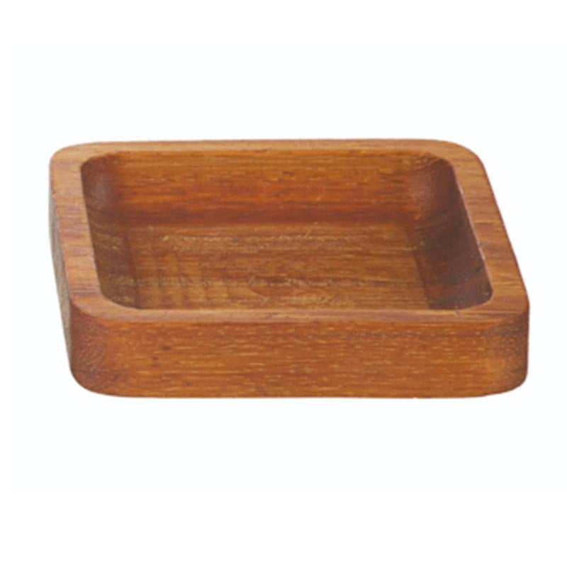 Biradlı GRV-1901 Iroko Ahşap Kare Sosluk ve Çerezlik, 10x10 cm