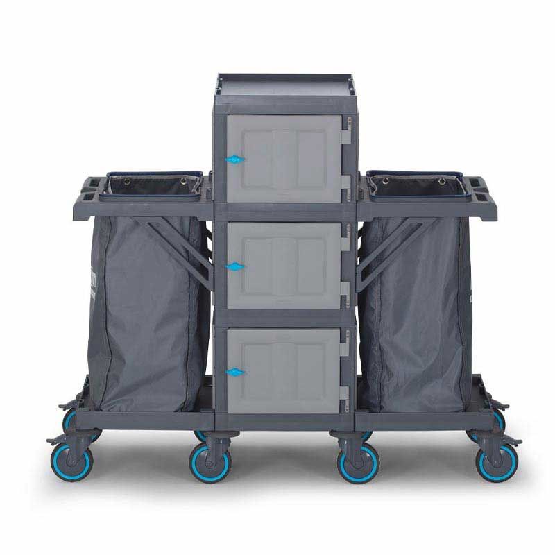 Fantom Procart 404 Floor Trolley with Cabinet, 2 Garbage Compartments