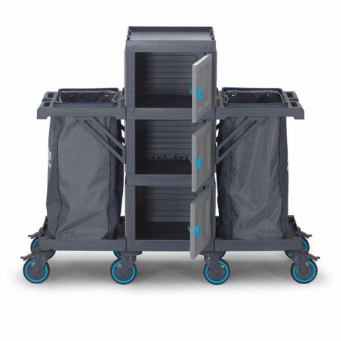 Fantom Procart 404 Floor Trolley with Cabinet, 2 Garbage Compartments