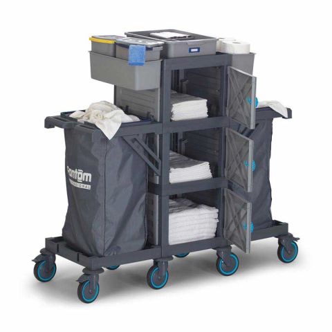 Fantom Procart 404 Floor Trolley with Cabinet, 2 Garbage Compartments