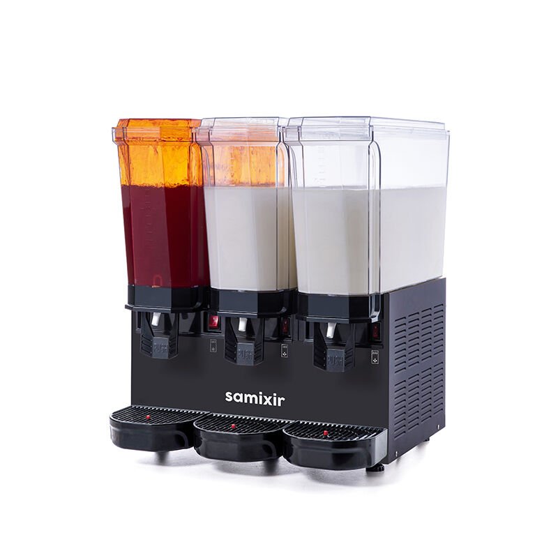 Samixir 60.SMMB Triple Klasik Fıskiyeli Karıştırıcılı ve Karıştırıcılı Soğuk İçecek Dispenseri, 20+20+20 L, Siyah