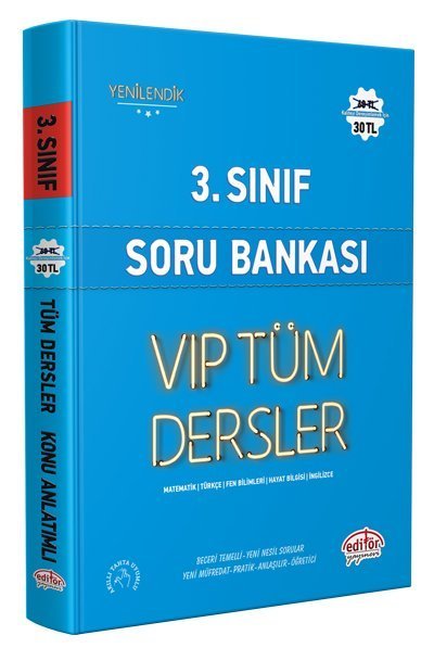 Editör Yayınları 3. Sınıf VIP Tüm Dersler Soru Bankası Mavi Kitap