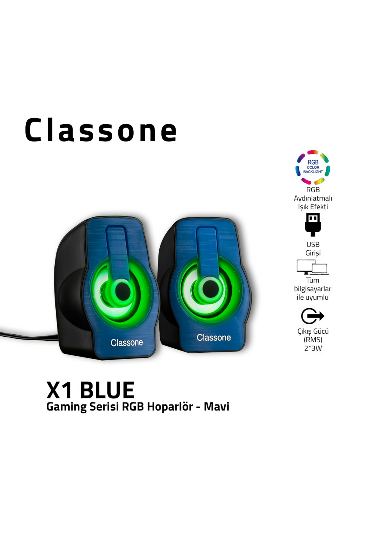 X1 Blue Rgb Gamıng Hoparlör-mavi
