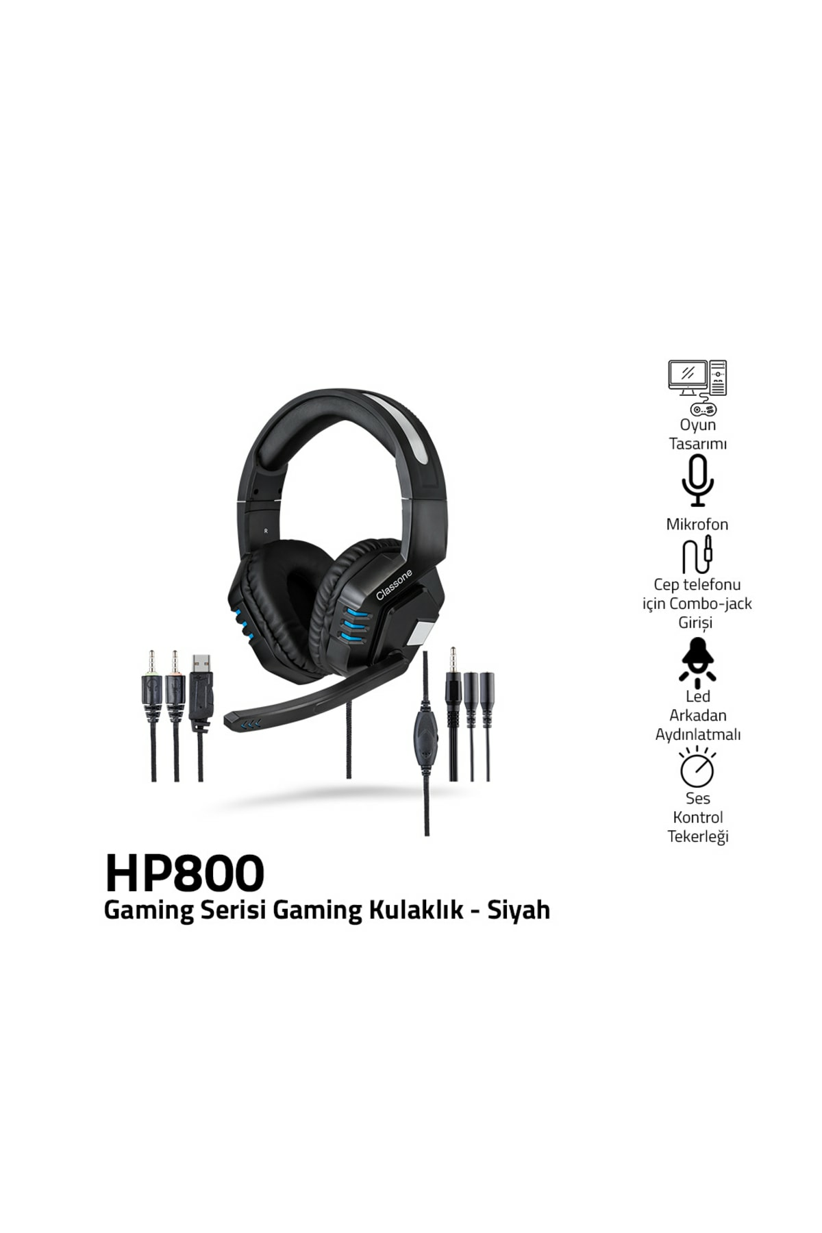 Hp800 Gaming, Oyuncu Kulaklığı-Siyah