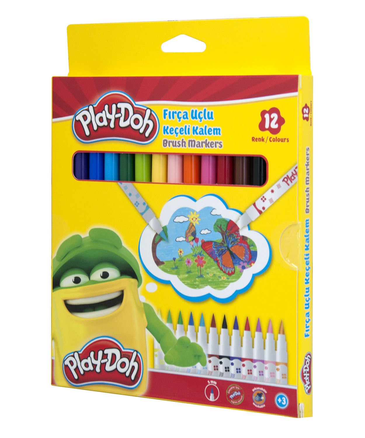 Play-Doh 12 Renk Fırça Uçlu Keçeli Kalem Play-KE009