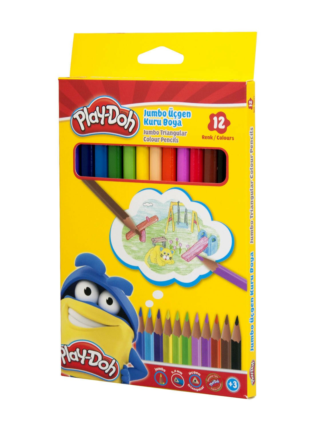 Play-Doh 12 Renk Jumbo Üçgen Kuruboya Ku008