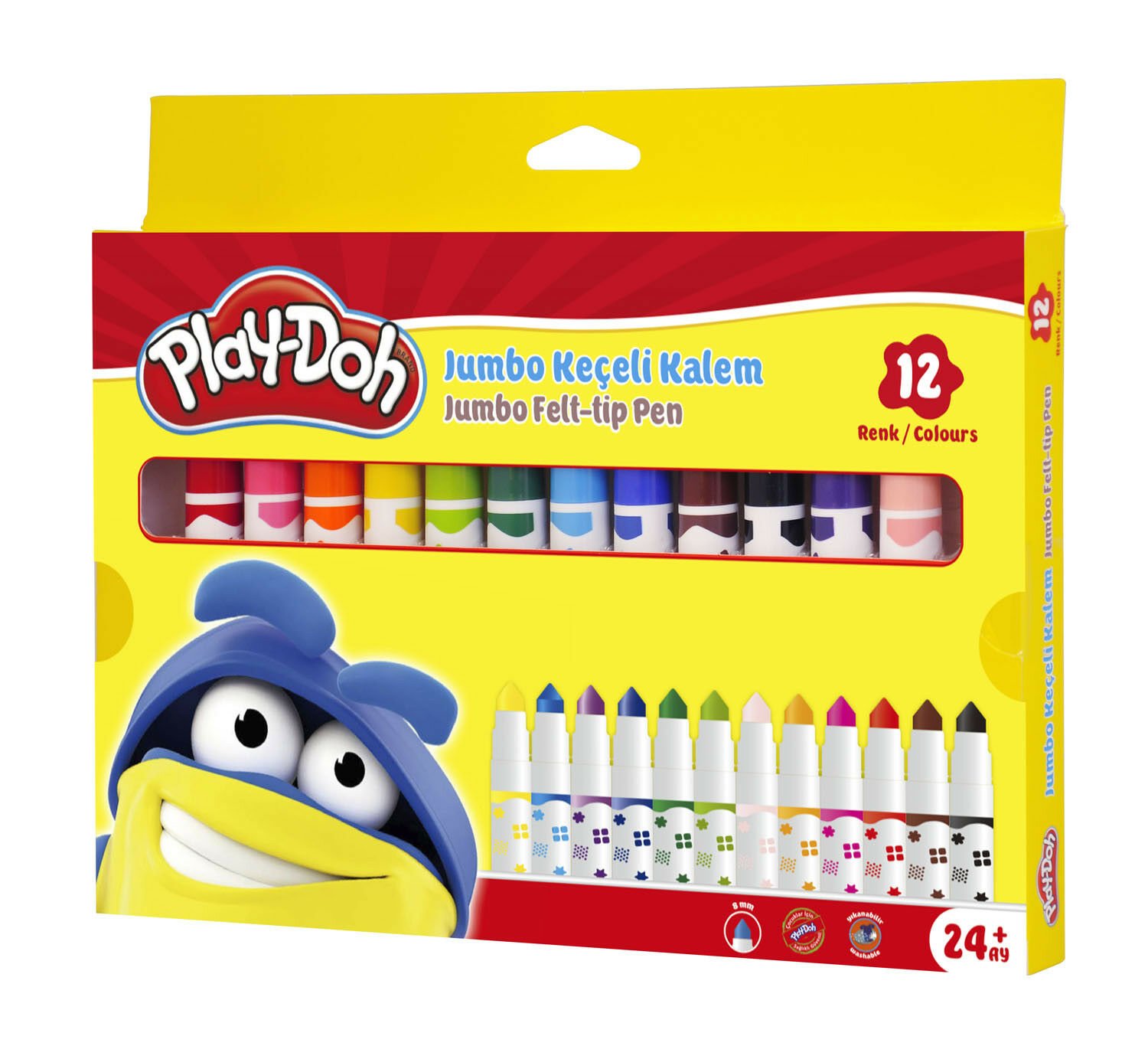 Play-Doh 12 Renk Jumbo Keçeli Kalem KE020