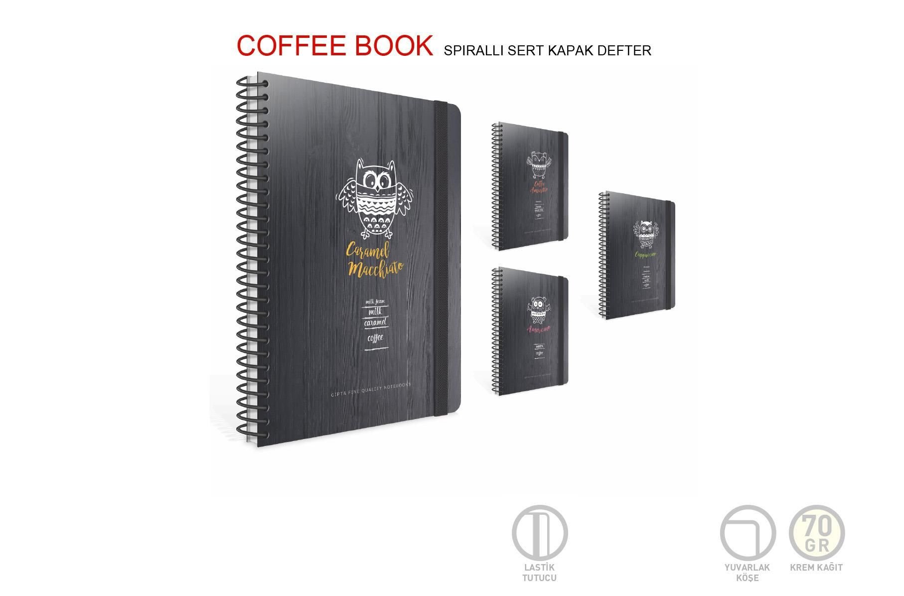 Gıpta Coffee Book Spiralli Sert Kapak Defter 19x26 120 Yaprak Çizgili (4307)