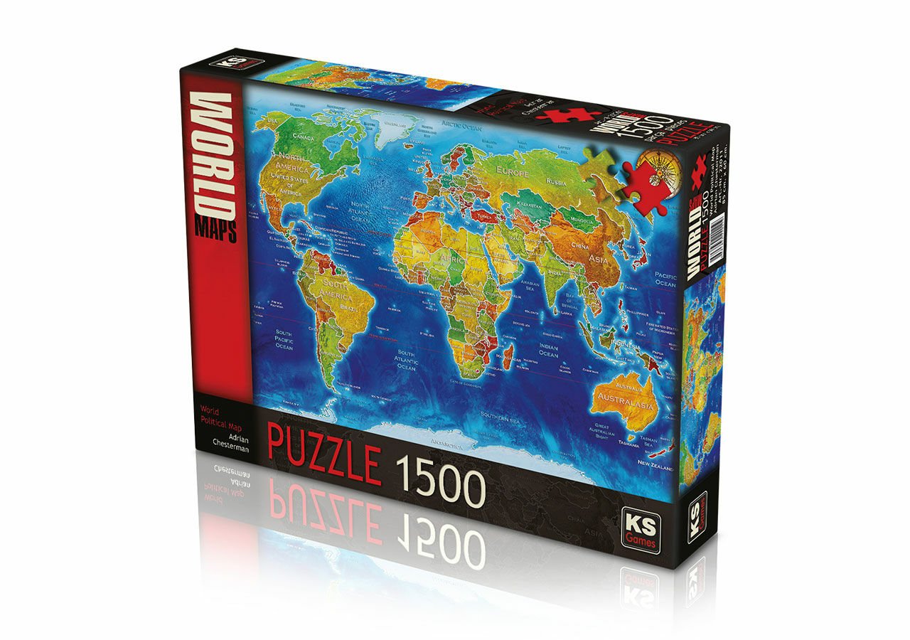 KS Games 60x85cm World Political Map 1500 Parça Puzzle