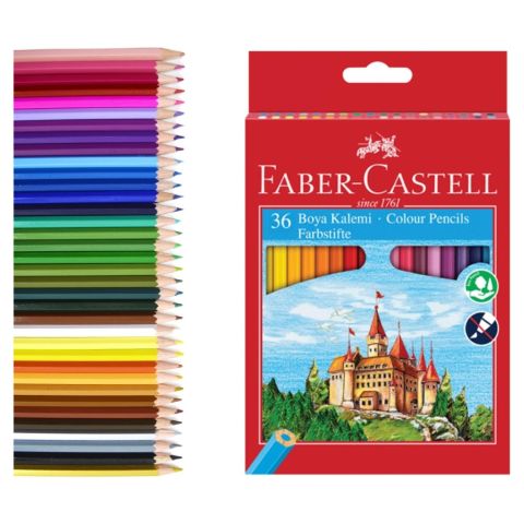 Faber-Castell Karton Kutu Tam Boy Kuru Boya 36 Renk - YENİ